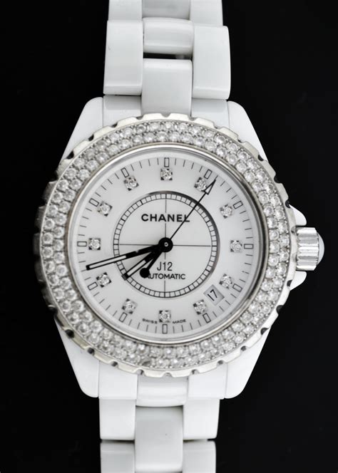 chanel j12 automatic white diamonds|Chanel j12 diamond bezel.